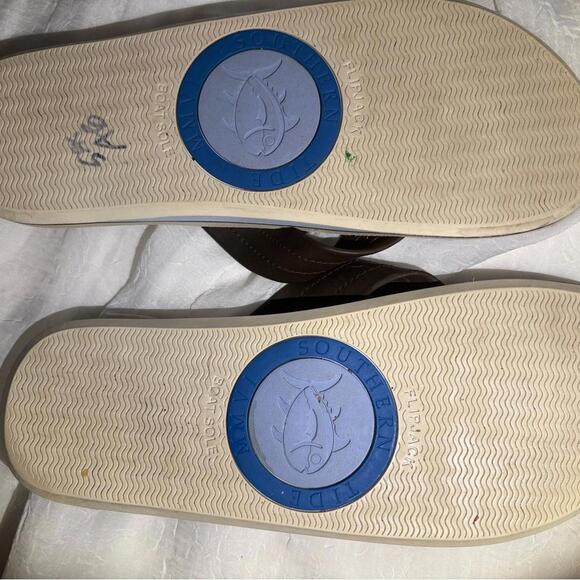 Men's Dockside Leather Sandals beach flip-flops boat shoes Southern Tide Size 10 - Picture 7 of 8